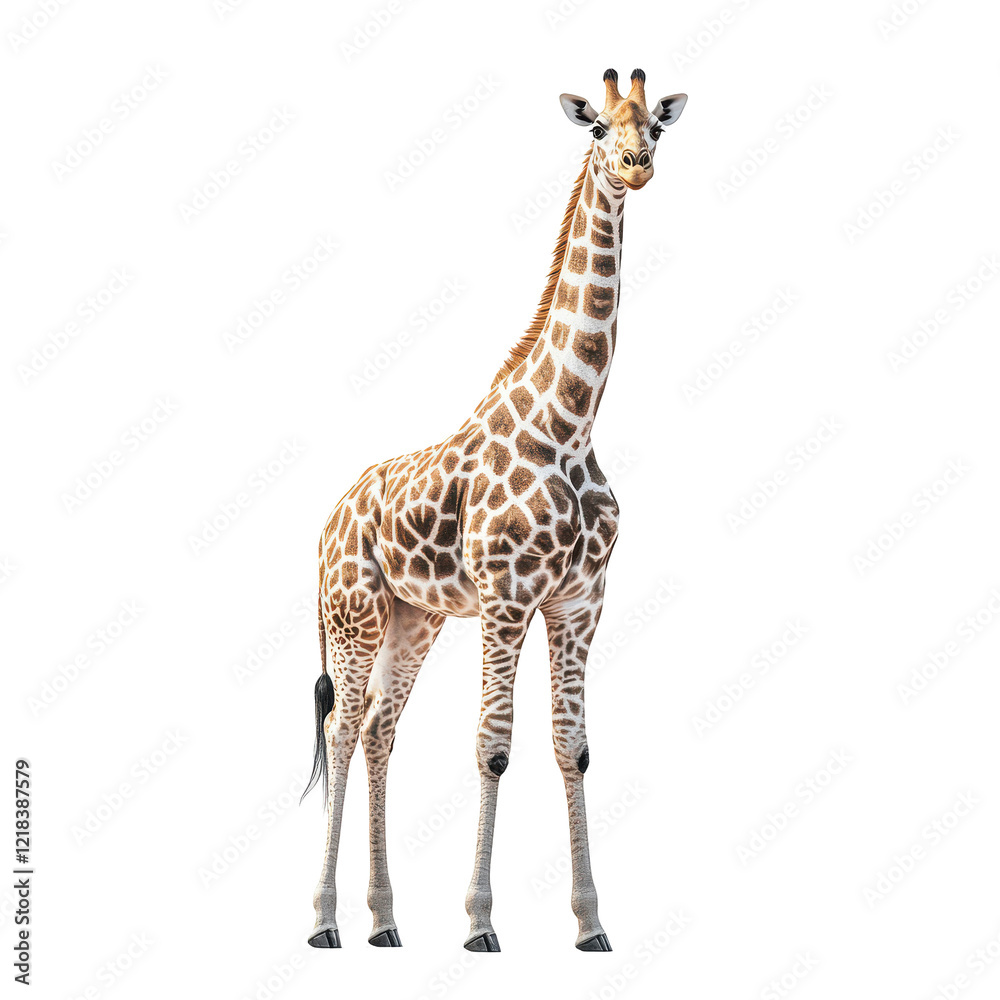 Naklejka premium Giraffe on black background tall majestic animal wildlife nature Africa safari zoo