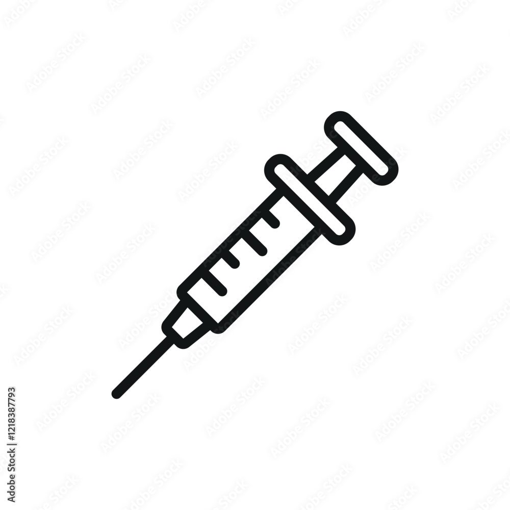 Syringe icon designed with clean and precise lines, ideal for medical presentations Syringe icon designed with clean and precise lines, ideal for medical presentations