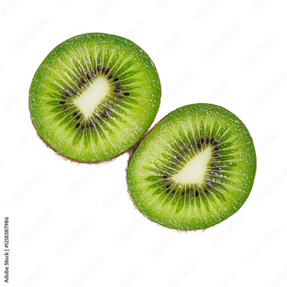 Fototapeta premium Fresh Kiwi Cut in Half Isolated on White Background
