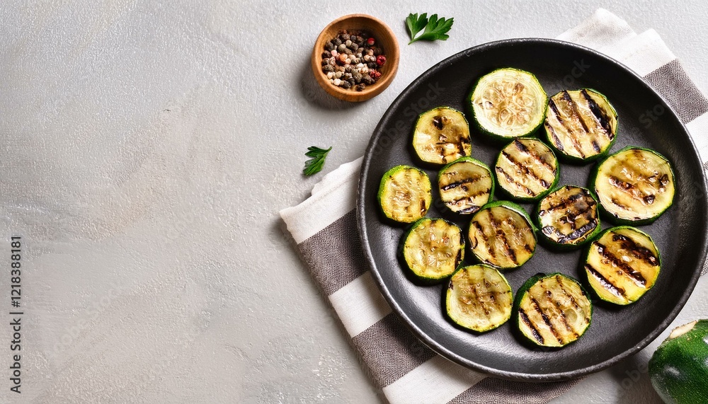 Fresh healthy grilled zucchini slices Fresh healthy grilled zucchini slices