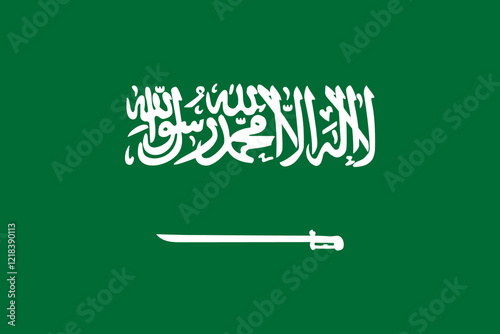 High detailed flag of Saudi Arabia. National Saudi Arabia flag. Asia. 3D illustration.