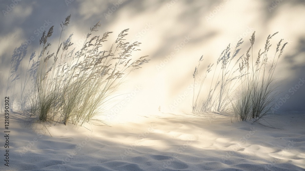 Sandy Beach Grass Illuminated By Soft Sunlight Sandy Beach Grass Illuminated By Soft Sunlight