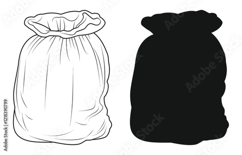 plastic garbage bag outline silhouette vector illustration