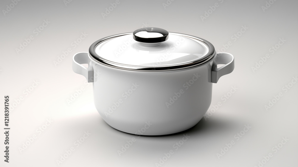 A sleek, white cooking pot with a glass lid, designed for modern kitchens, showcasing simplicity and elegance A sleek, white cooking pot with a glass lid, designed for modern kitchens, showcasing simplicity and elegance