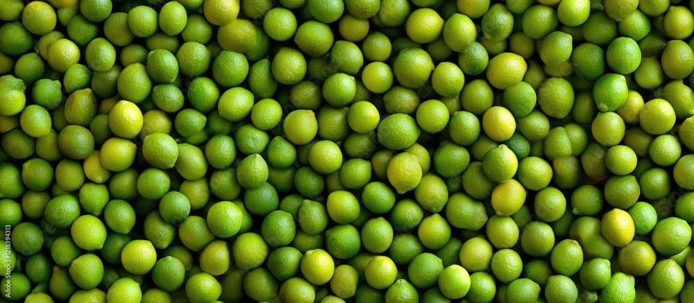 Close-up of fresh mini limes in varying shades of green arranged in a dense pattern, creating a vibrant and refreshing textured background. Close-up of fresh mini limes in varying shades of green arranged in a dense pattern, creating a vibrant and refreshing textured background.