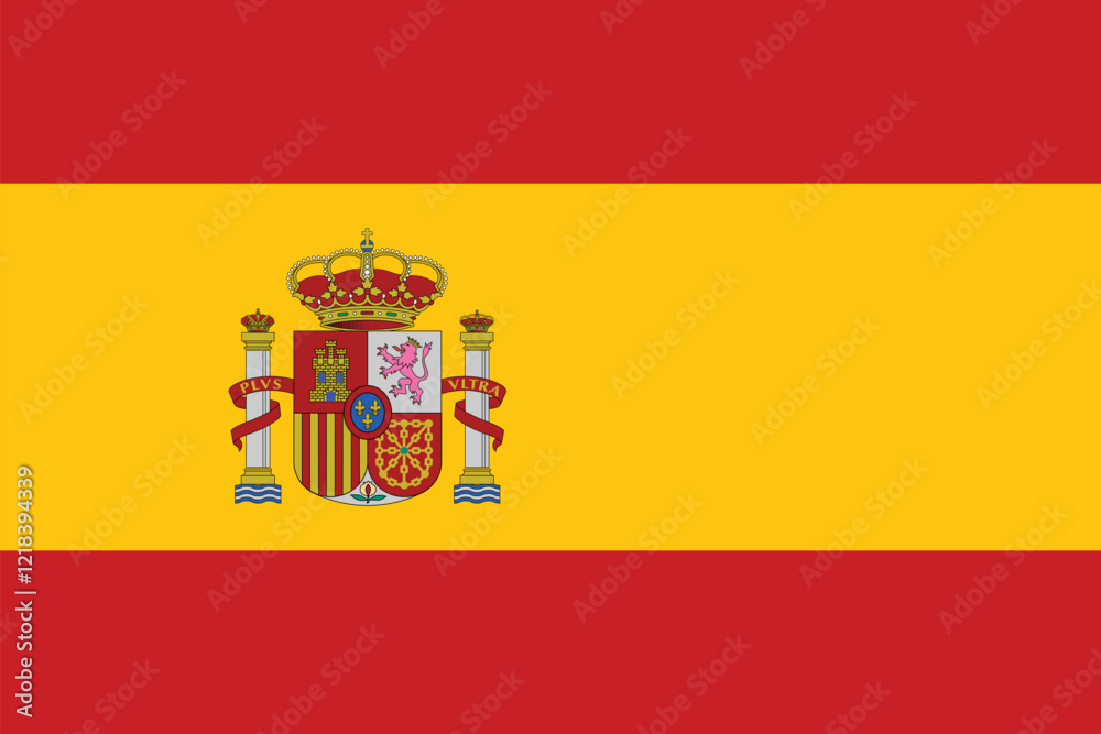 Naklejka premium High detailed flag of Spain. National Spain flag. Europe. Africa. 3D illustration.