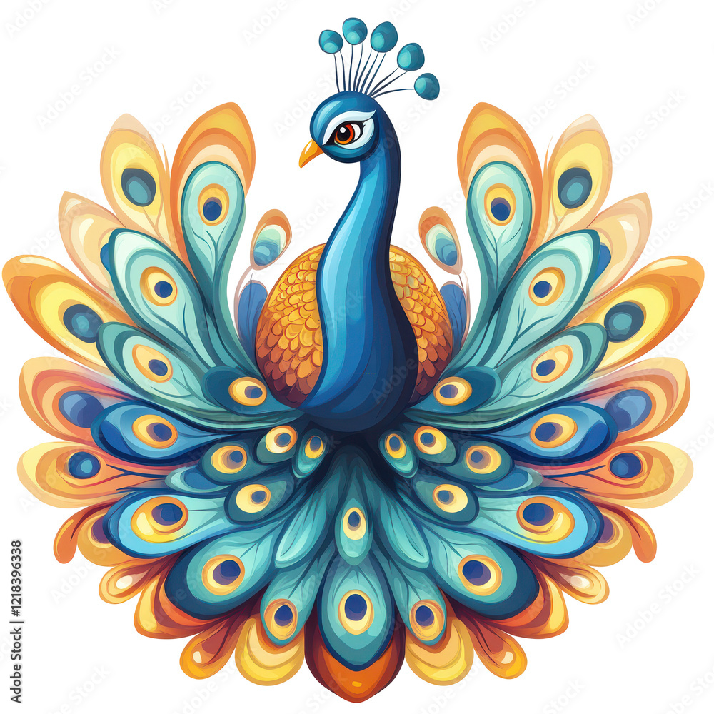 Obraz premium Majestic Peacock Colorful Feathers Bird Art Design,