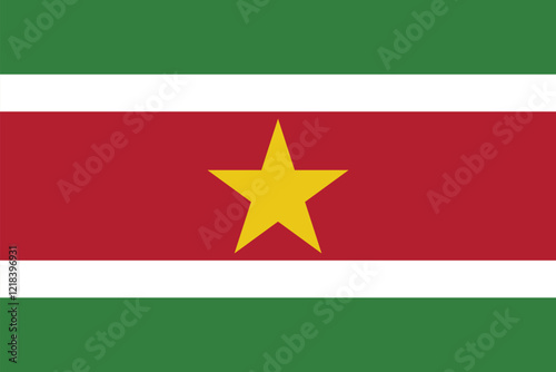 High detailed flag of Suriname. National Suriname flag. South America. 3D illustration.