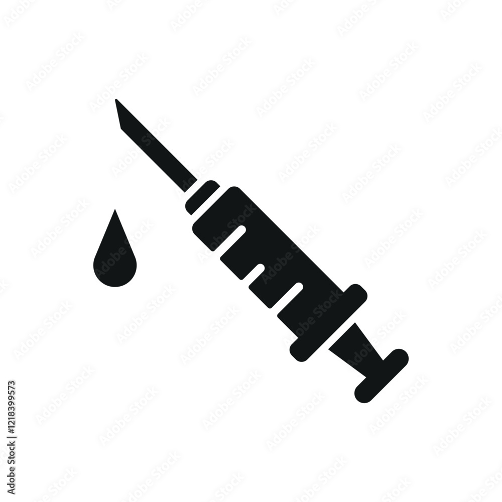 Syringe icon designed with clean and precise lines, ideal for medical presentations Syringe icon designed with clean and precise lines, ideal for medical presentations
