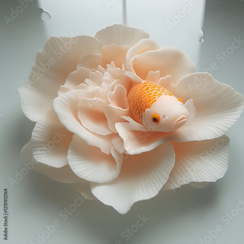 A realistic goldfish swimming in the water, a highly detailed photograph of a cute orange fish isolated on a white background, high resolution, professional photograph, super-resolution, Pro  photo