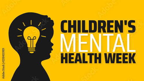 Children's Mental Health Week background banner or poster design template. observed every year in February. Holiday concept. Use to any Template, card, poster, placard, template.