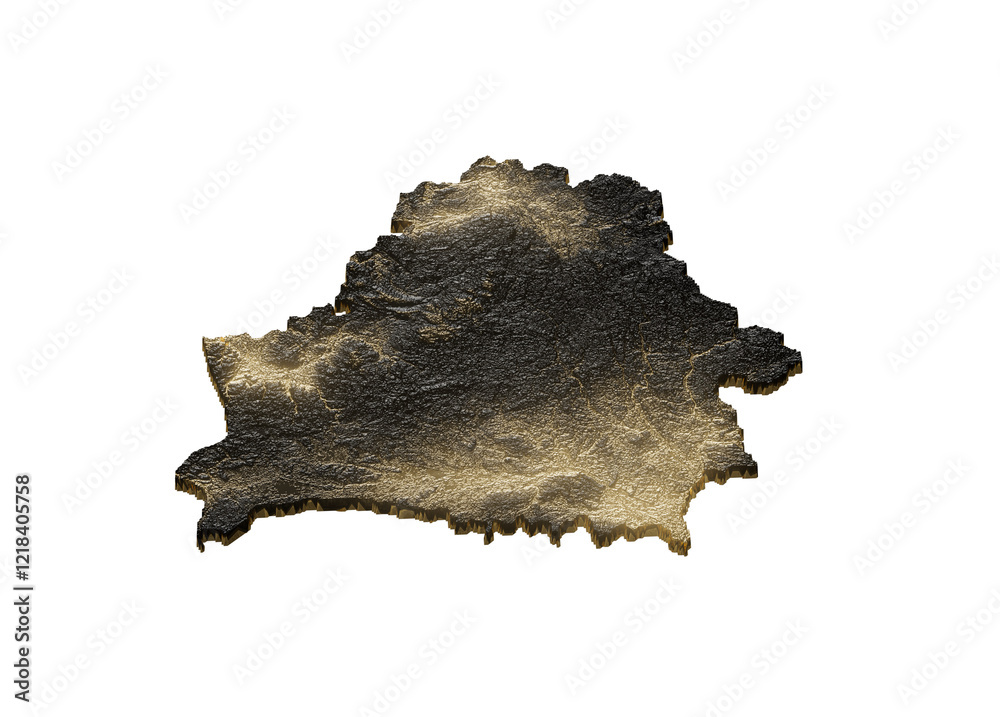 Obraz premium Belarus Map Golden Metallic Texture Map Gold Reserves And Gold Mining Concept 3D Illustration