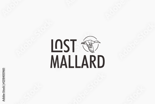 creative outline flying mallard symbol logo design vector illustration. modern lost mallard icon logo vector design template for explore, travel, adventure business