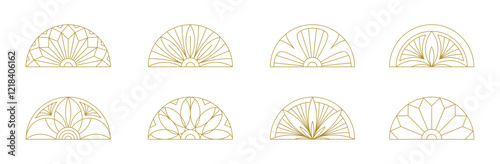 set of semicircle art deco ornament