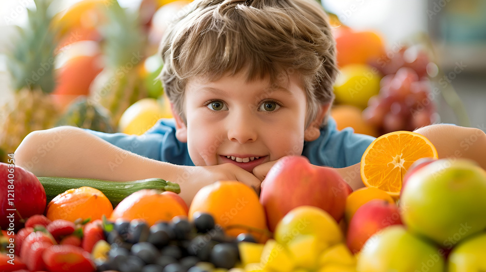 Fototapeta premium Faites manger des fruits et des legumes