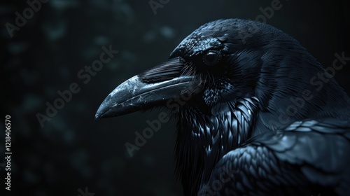 Scary crow lurking in the dark, AI generated image