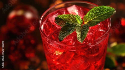 Elegant cocktail garnished with mint photo