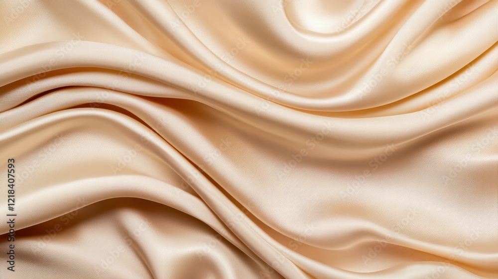 A smooth, luxurious fabric drapes gracefully, showcasing soft, delicate folds in a warm, creamy hue, ideal for various textile applications. A smooth, luxurious fabric drapes gracefully, showcasing soft, delicate folds in a warm, creamy hue, ideal for various textile applications.