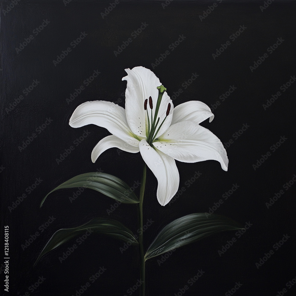 Fototapeta premium Elegant white lily blossoms in striking contrast against a dark background showcasing natural beauty