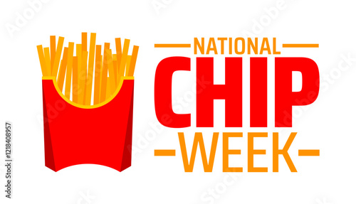 National Chip Week background banner or poster design template. observed every year in February. Holiday concept. Use to any Template, card, poster, placard, template.