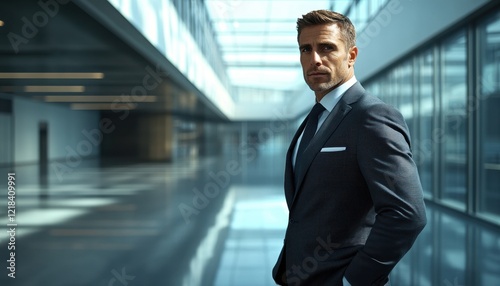 Wallpaper Mural Confident Male Executive in Sleek Tailored Suit Standing in a Modern Minimalist Office Space Professional Business Portrait, Illustrating Success, Leadership, and Corporate Achievement This image Torontodigital.ca