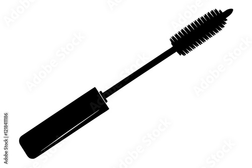 Mascara Brush with Angled Tube and Liquid Inside – Vector