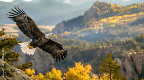 A wild eagle flying, AI generated image