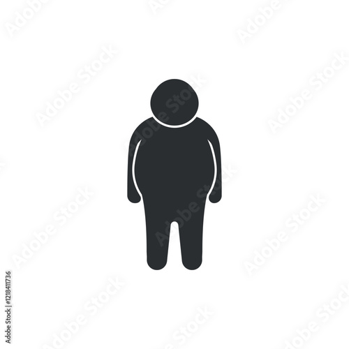 A flat design illustration vector of an icon of a fat person, mostly fat.