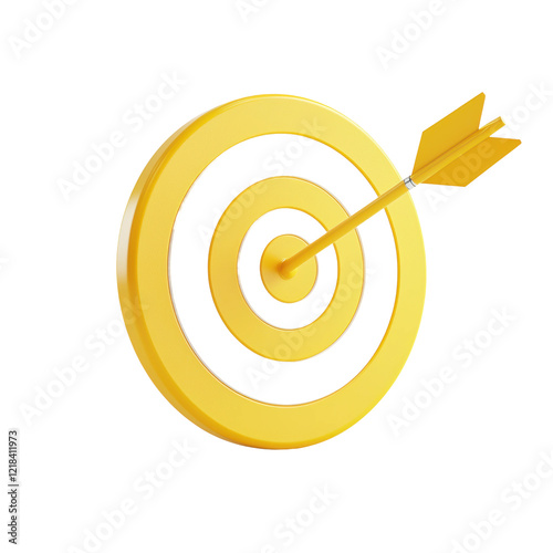 High Detail 3D Rendering of Yellow Target with Arrow