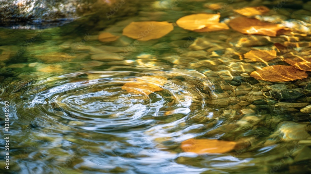 Autumn Leaves Floating in a Clear Stream Autumn Leaves Floating in a Clear Stream
