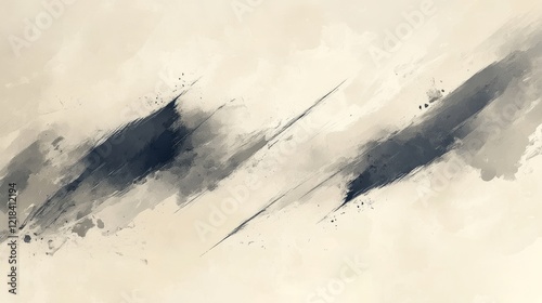 Wallpaper Mural Abstract Painting with Diagonal Brushstrokes in Gray and Beige Torontodigital.ca