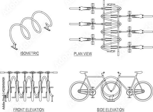 vector illustration design image of safety rack for bicycle parking in public park