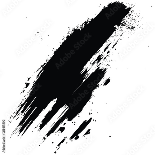 Black Grunge Brush Stroke Vector