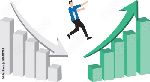 Profitable business, investment into a profitable business for the future smart businesswoman moving from decline red graph to business growth graph