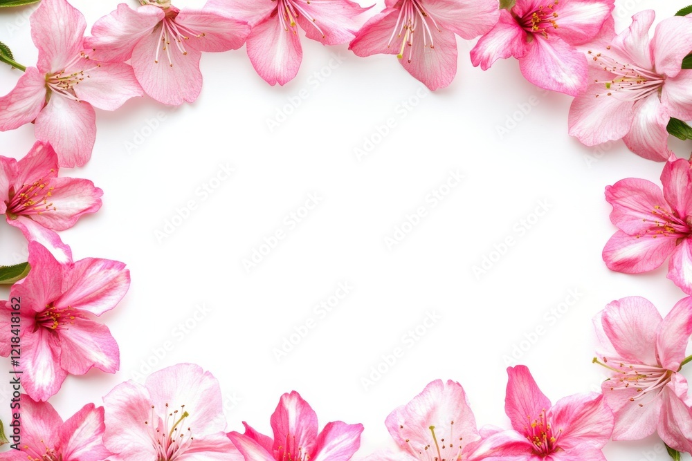 Delicate Pink Blossom Frame on White Background for Spring Design Delicate Pink Blossom Frame on White Background for Spring Design