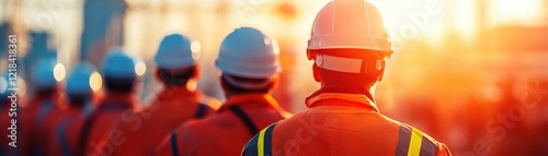 Job Site Safety Training A Construction Site Manager Instructing a Team on the Crucial Importance of Protective Equipment, Highlighting Teamwork and Effective Leadership in Action for Enhanced Job