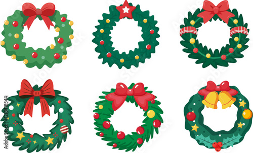 Set of Christmas wreaths, Christmas decorative elements