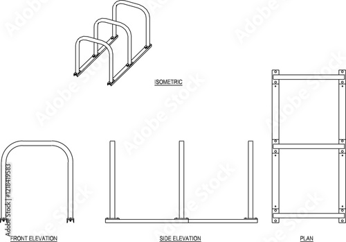 vector illustration design image of bicycle parking rack in public park