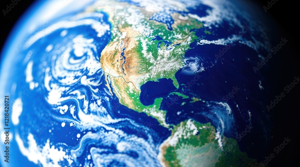 Fototapeta premium Planet Earth cutvature. Aerial view of blue planet from space. 