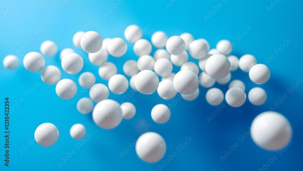 White Pills Floating in Air: A Surreal Health Concept White Pills Floating in Air: A Surreal Health Concept