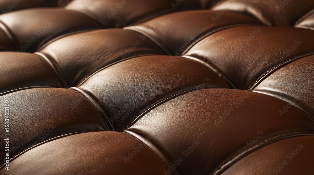 Fototapeta premium Luxurious tufted leather arrangement with warm inviting lighting
