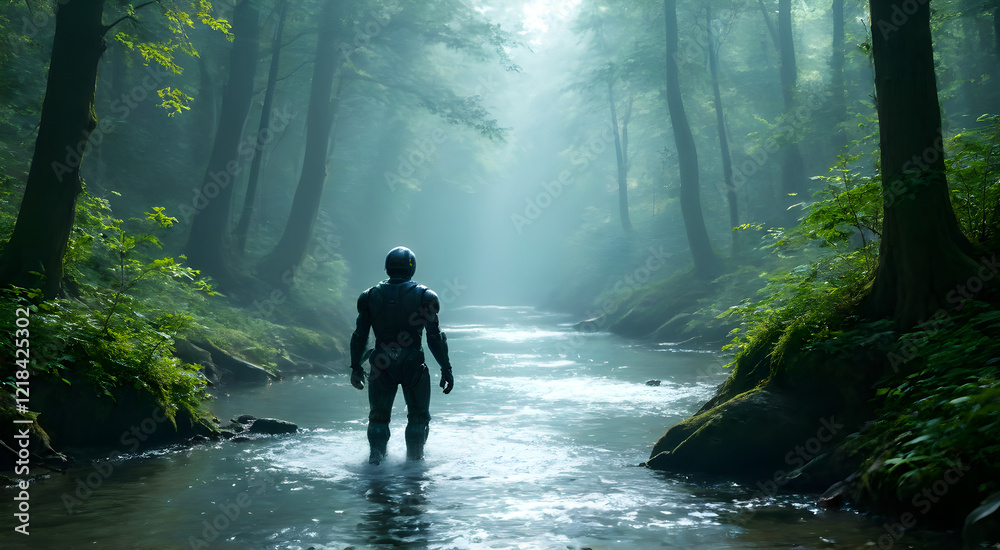 Fototapeta premium A Mysterious Journey in a Misty Forest