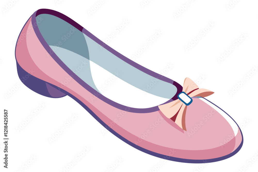 Elegant Round Toe Ballet Flats with Small Bow Vector Illustration Elegant Round Toe Ballet Flats with Small Bow Vector Illustration