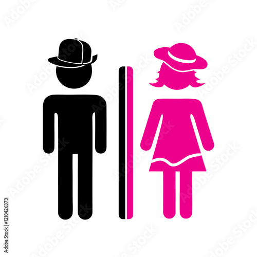 Boy and girl toilet logo with hat