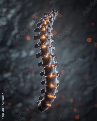 Detailed 3d illustration showcasing lumbar intervertebral disc herniation in human spine anatomy photo