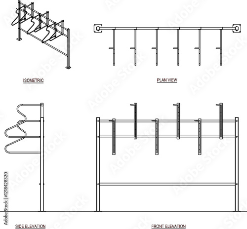 vector illustration design image of bicycle parking rack in public place