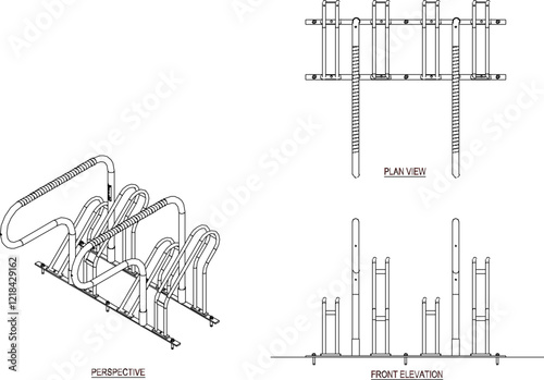 vector illustration design image of bicycle parking rack in public place