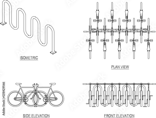 vector illustration design image of safety rack for bicycle parking in public park