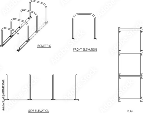 vector illustration design image of safety rack for bicycle parking in public park