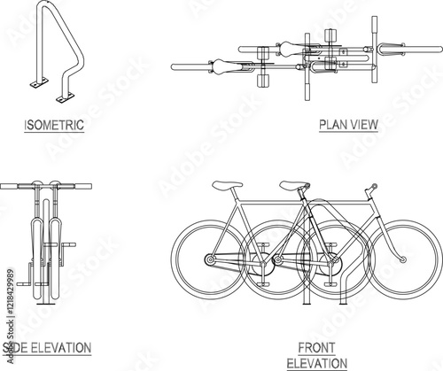 vector illustration design image of safety rack for bicycle parking in public park